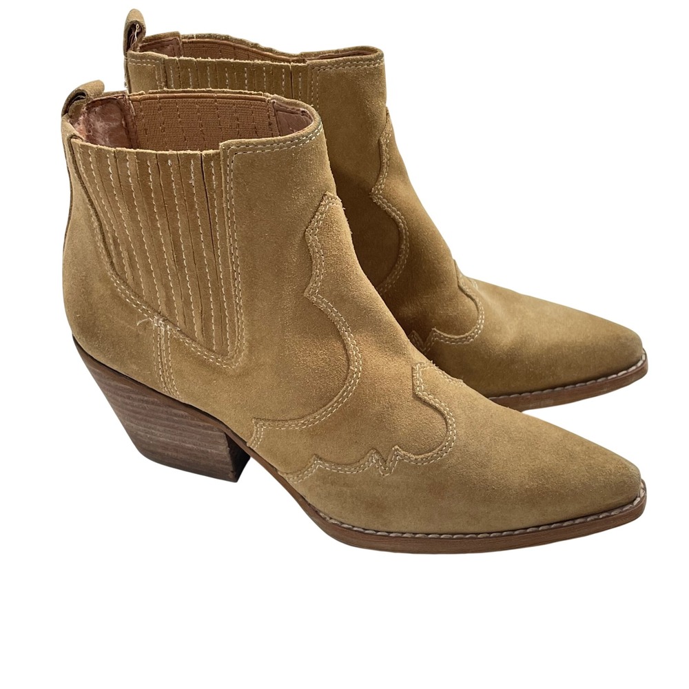 Sam Edelman Winona Suede Western Ankle Booties Tan Brown 6M Boots